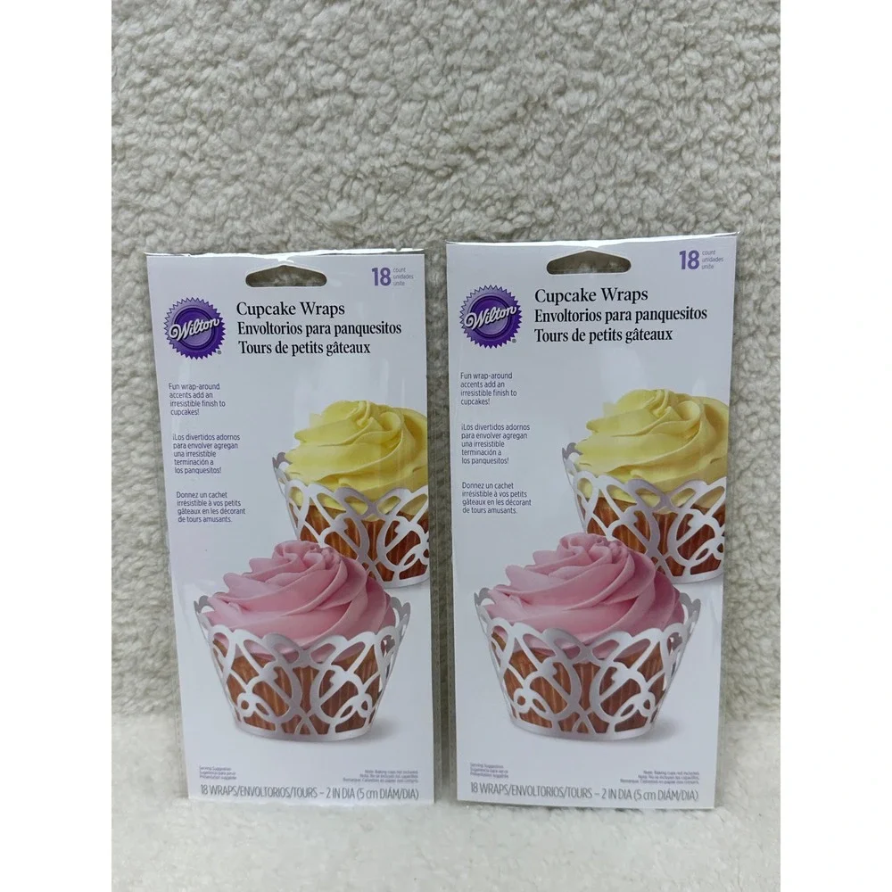 Wilton Cupcake Wraps Pearl White Scroll Laser Cut 2 Packs Paper 36 Count